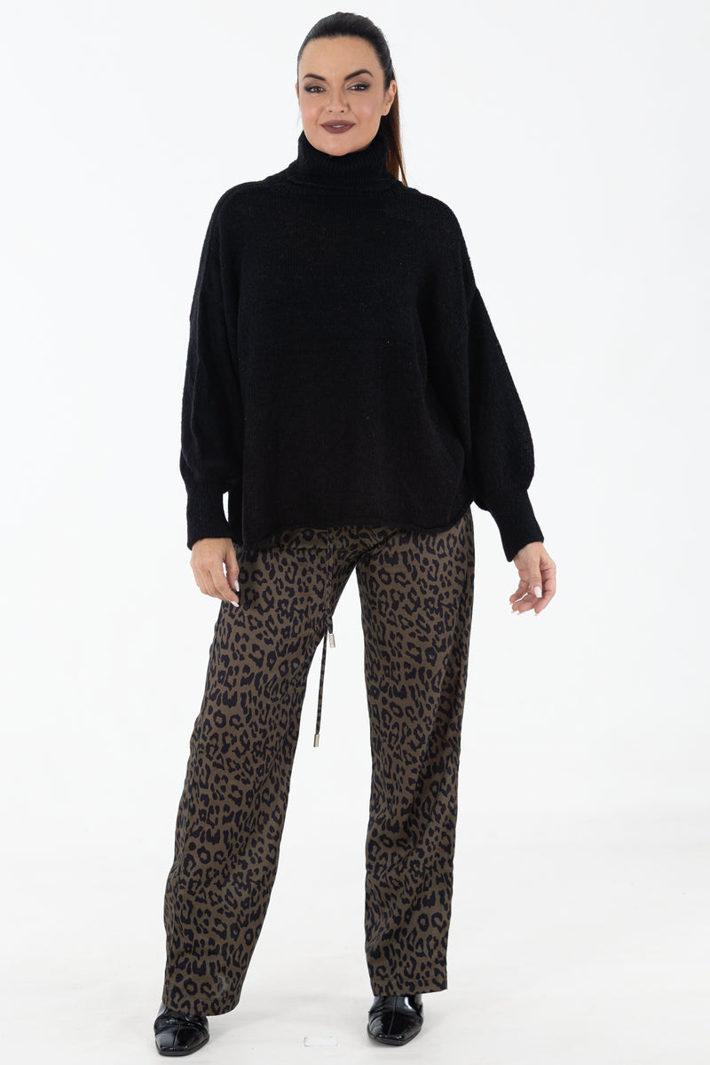 Chunky Roll Collar Jersey | Black