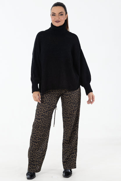 Chunky Roll Collar Jersey | Black
