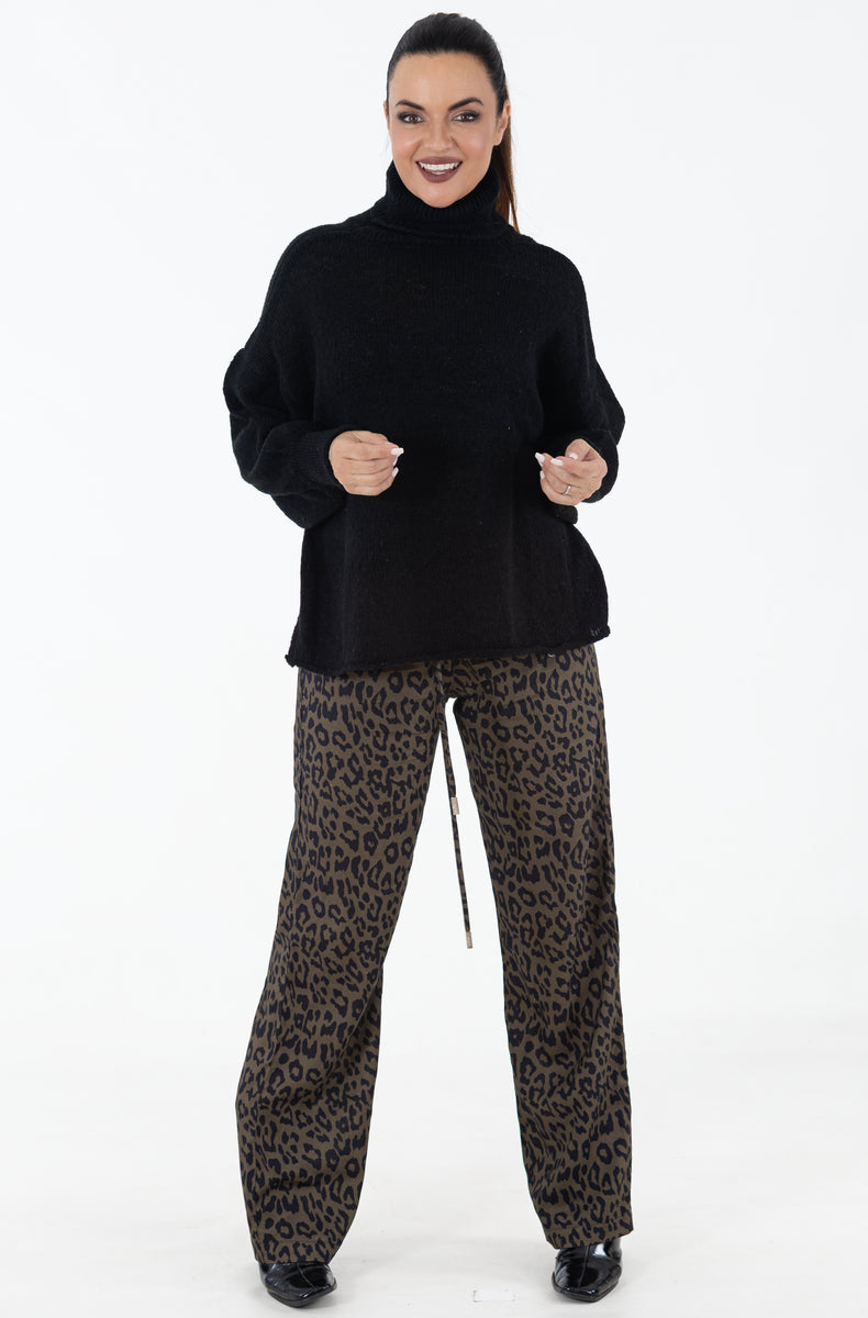 Chunky Roll Collar Jersey | Black