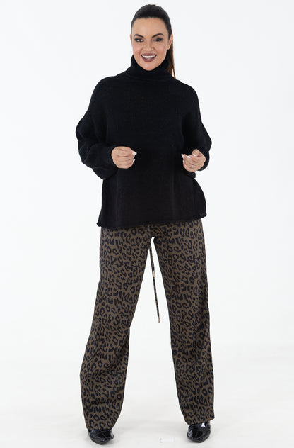 Chunky Roll Collar Jersey | Black