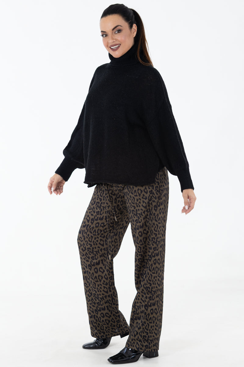 Chunky Roll Collar Jersey | Black