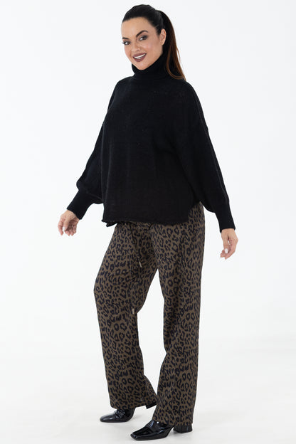 Chunky Roll Collar Jersey | Black