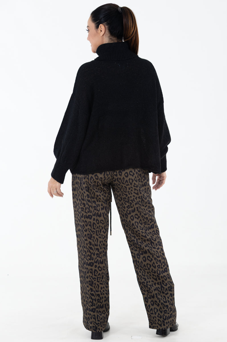 Chunky Roll Collar Jersey | Black
