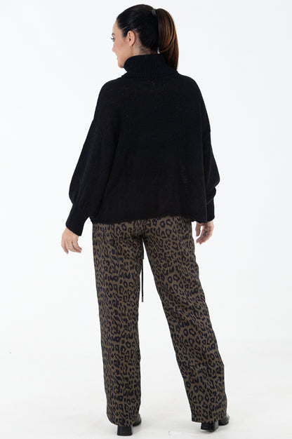 Chunky Roll Collar Jersey | Black