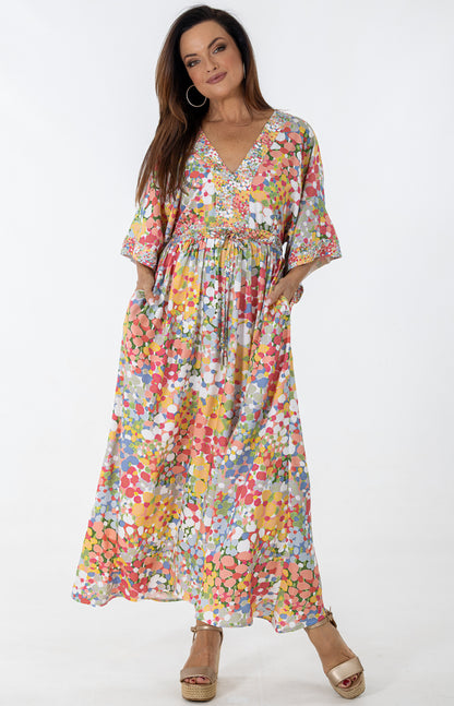 Drawstring Dolman Kimono | Sparkling Blooms