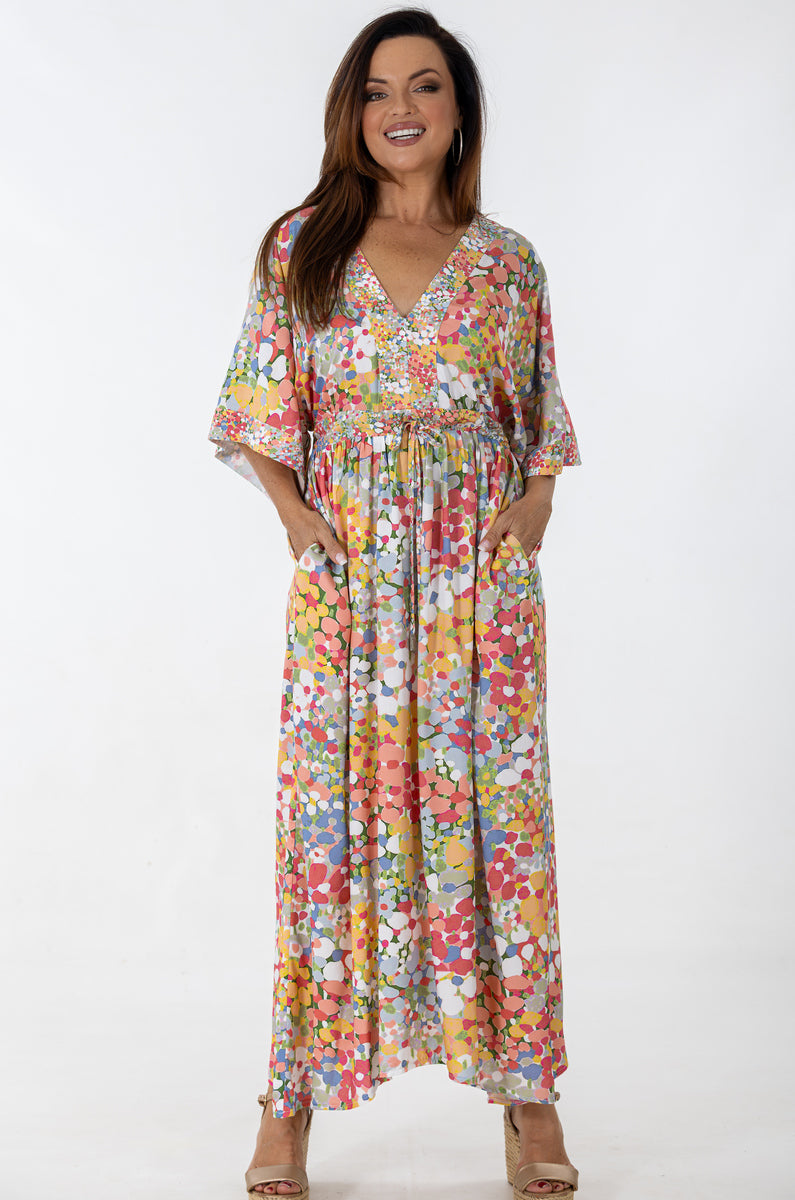 Drawstring Dolman Kimono | Sparkling Blooms