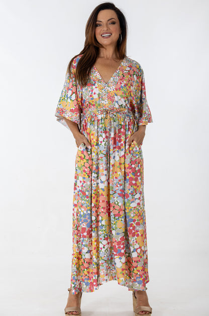 Drawstring Dolman Kimono | Sparkling Blooms