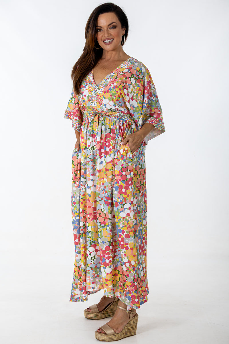 Drawstring Dolman Kimono | Sparkling Blooms