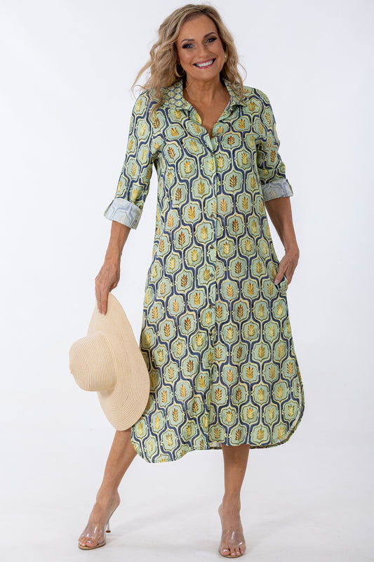 Raglan Button Thru Dress | Geo Flora