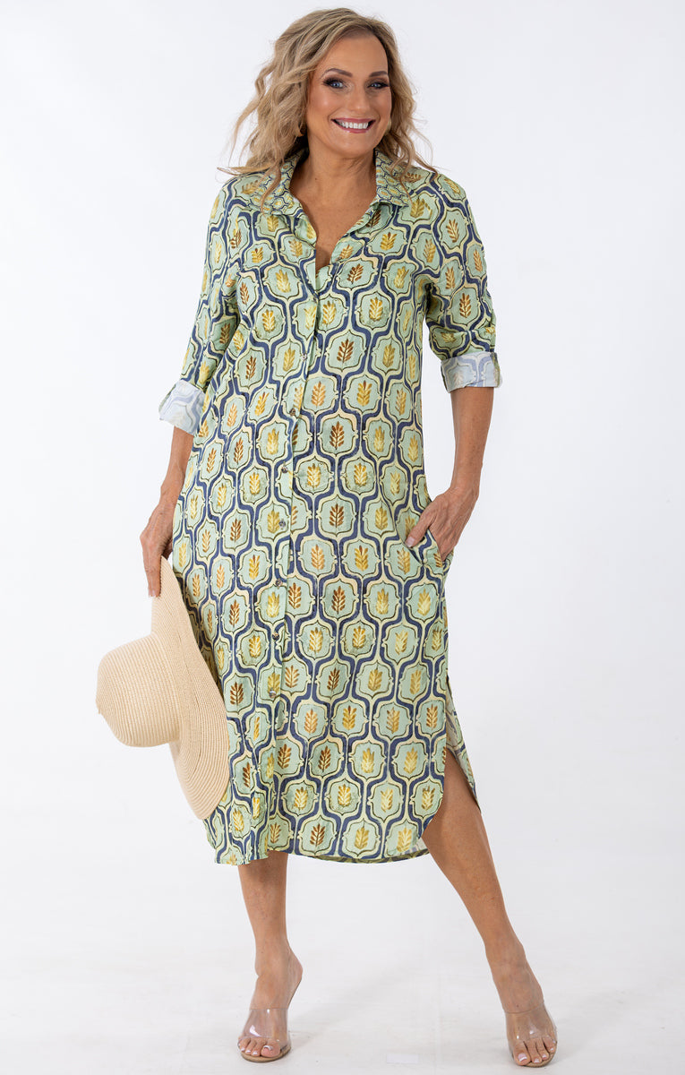 Raglan Button Thru Dress | Geo Flora