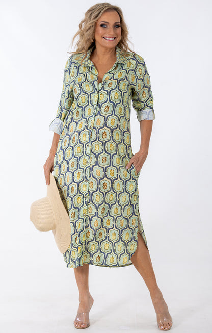 Raglan Button Thru Dress | Geo Flora