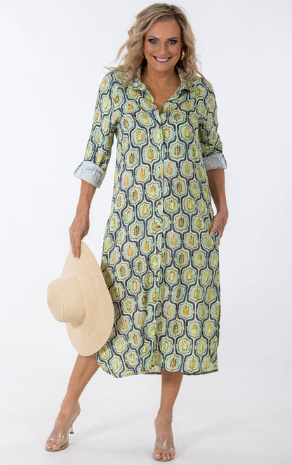 Raglan Button Thru Dress | Geo Flora