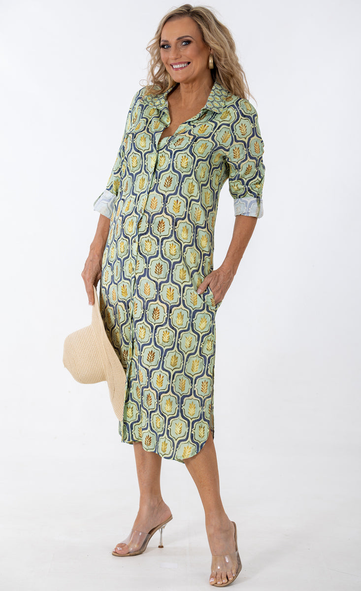 Raglan Button Thru Dress | Geo Flora