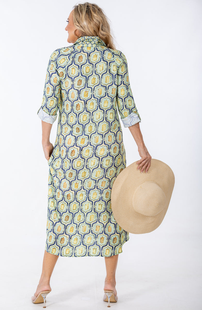Raglan Button Thru Dress | Geo Flora