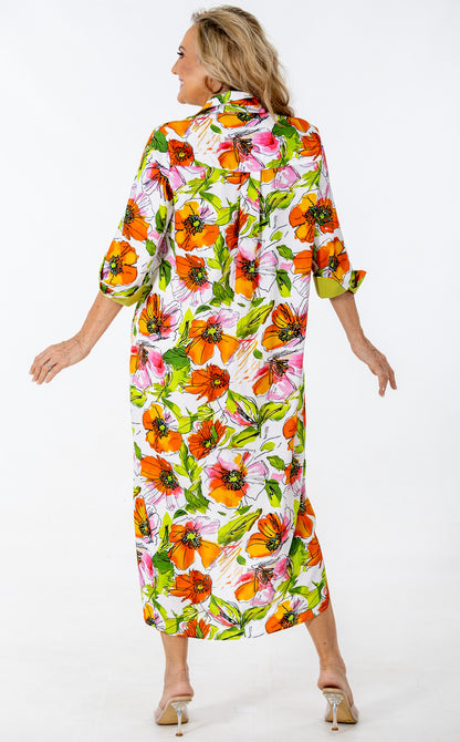 Maxi Contrast Button Thru Dress | Water Poppy