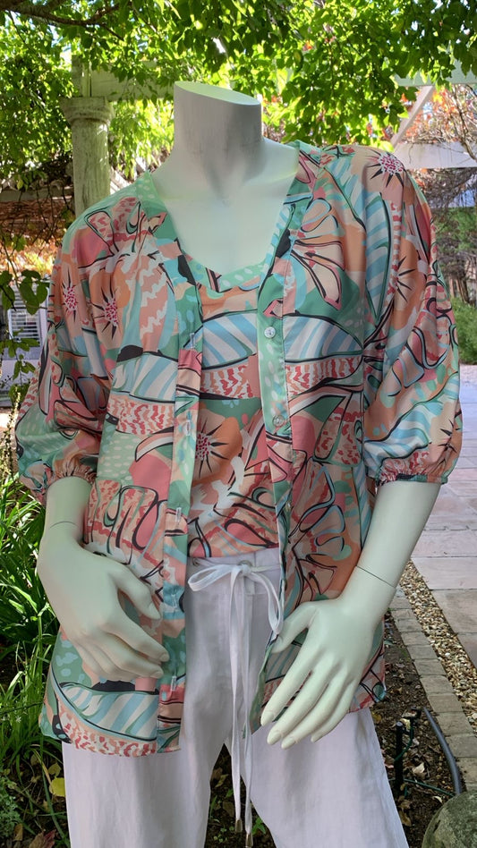 Button through Satin Blouse | Pina Colada