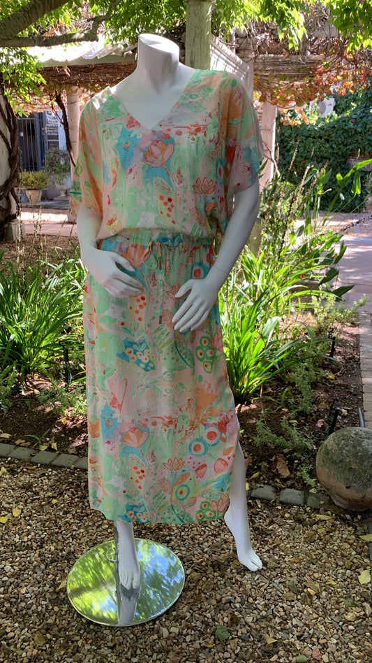 Relaxed Drawstring Maxi Dress | Fantasy Flora