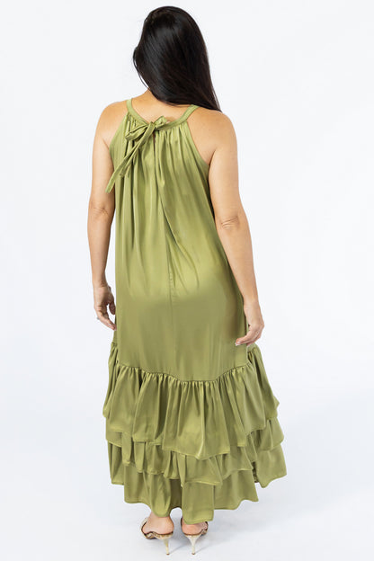 Cutaway Maxi Flounce Dress | Olive
