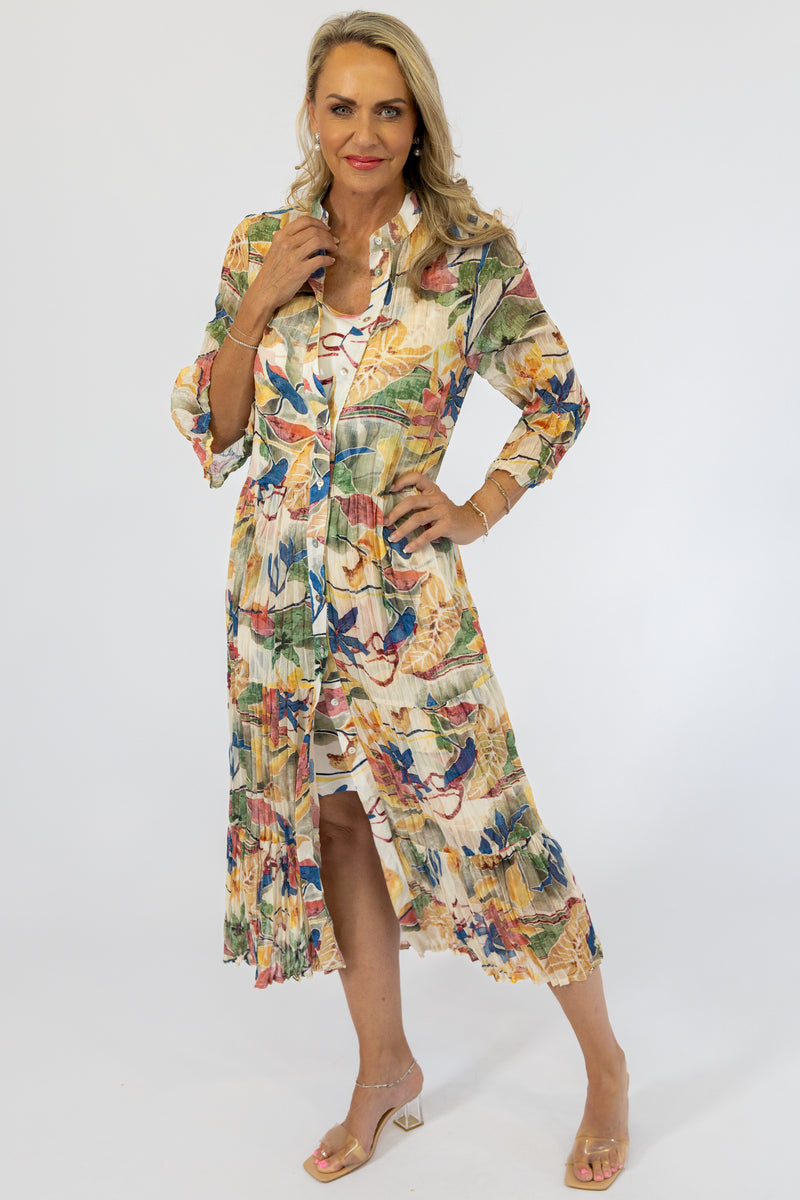 Scrunch Button-Through Maxi Dress & Petti | Jungle Vines