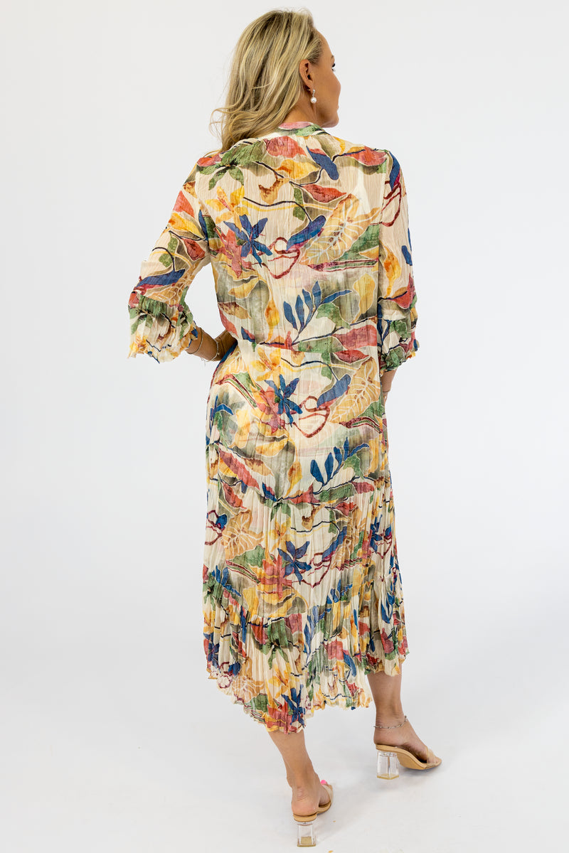 Scrunch Button-Through Maxi Dress & Petti | Jungle Vines