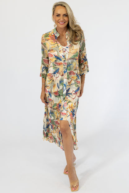 Scrunch Button-Through Maxi Dress & Petti | Jungle Vines