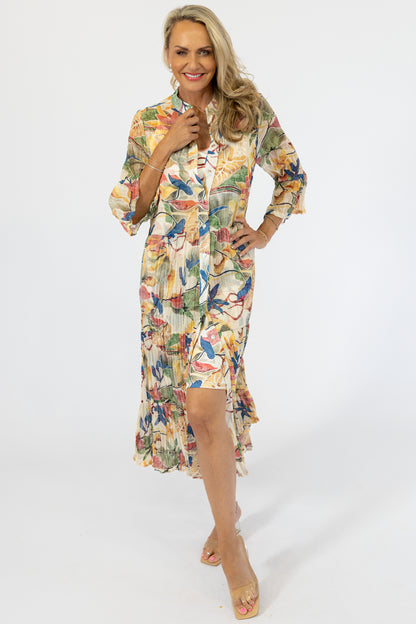 Scrunch Button-Through Maxi Dress & Petti | Jungle Vines