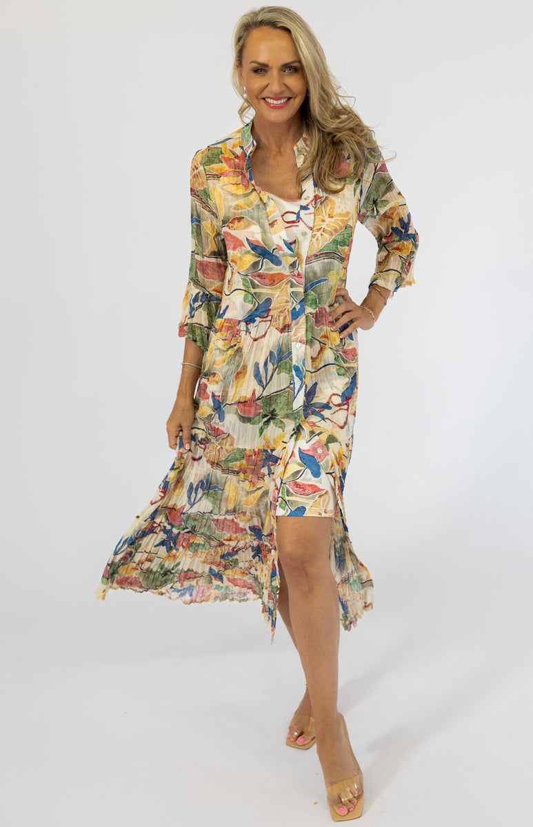 Scrunch Button-Through Maxi Dress & Petti | Jungle Vines
