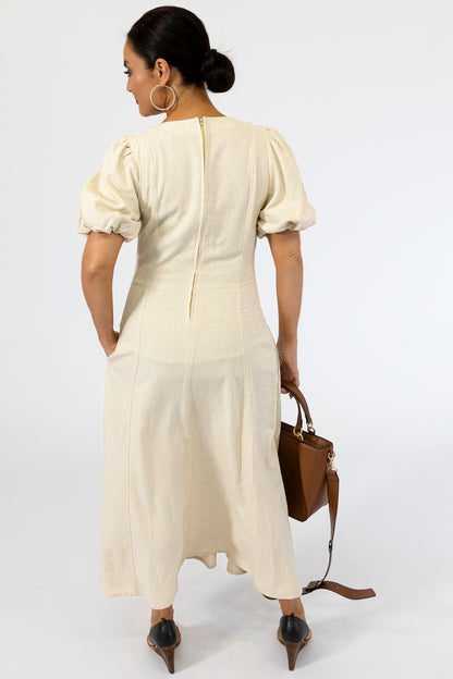 Multi Panel Maxi Linen Dress | Champagne