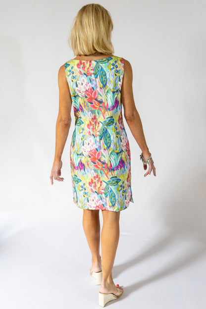Classic Stretch Zip-Thru Midi Sundress | Vibrant Floral