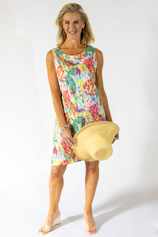 Classic Midi Shift Dress | Vibrant Floral