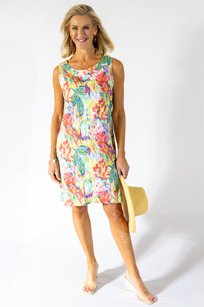Classic Midi Shift Dress | Vibrant Floral