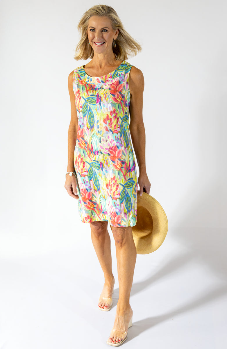 Classic Midi Shift Dress | Vibrant Floral