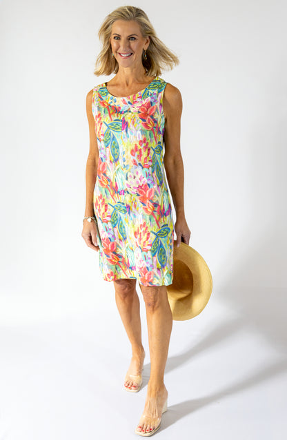 Classic Midi Shift Dress | Vibrant Floral