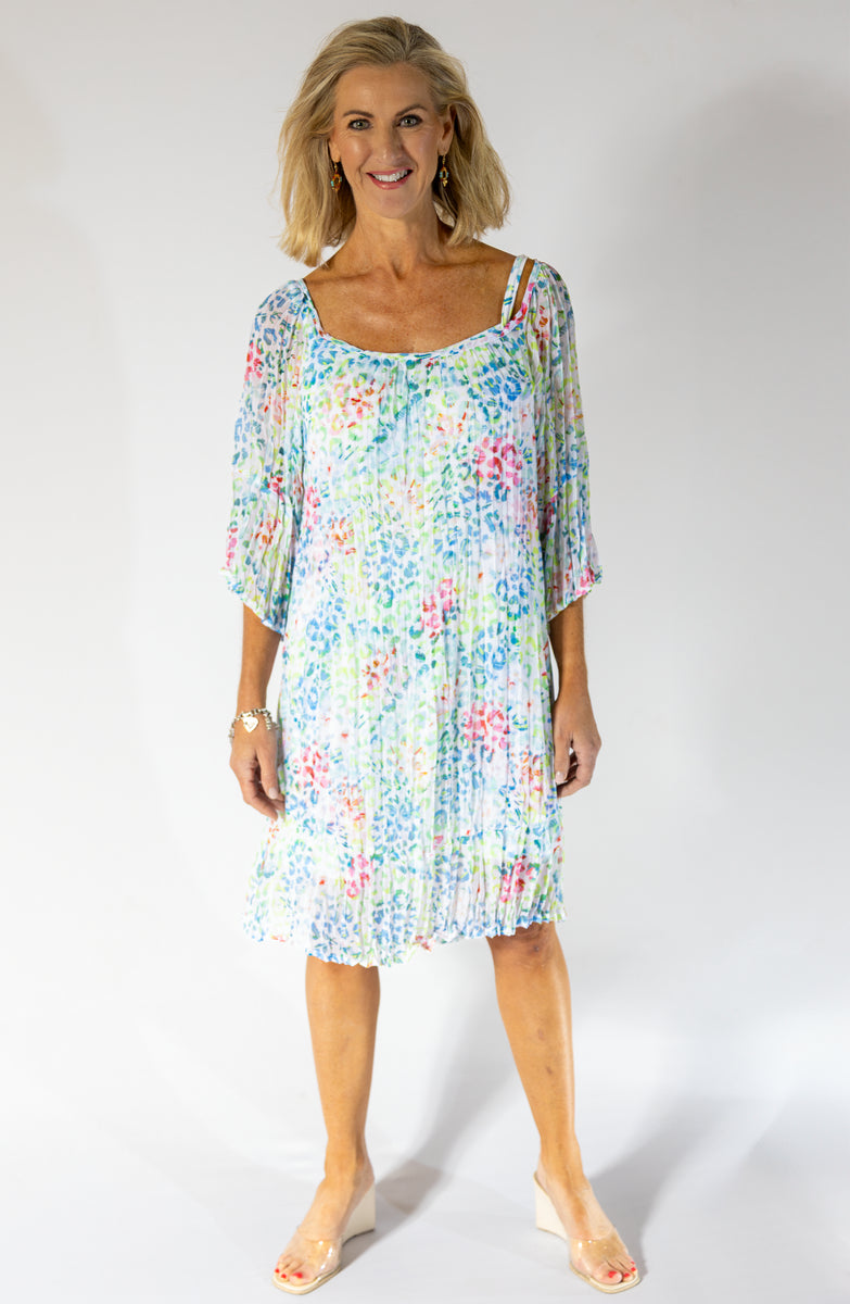 Scrunch Sheer Midi Dress & Petti | Happy Leopard