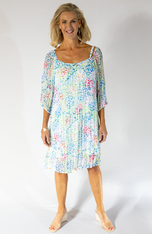 Scrunch Sheer Midi Dress & Petti | Happy Leopard