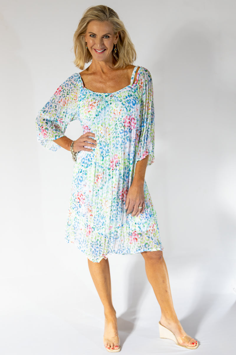 Scrunch Sheer Midi Dress & Petti | Happy Leopard