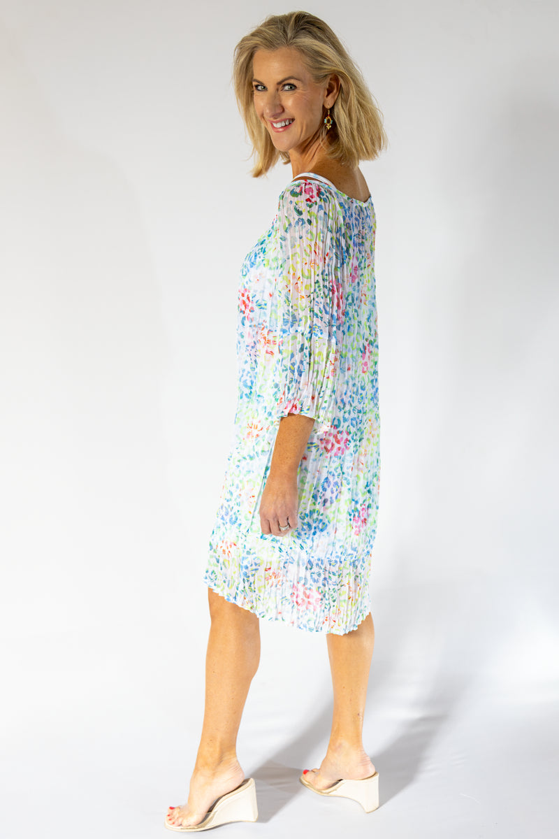 Scrunch Sheer Midi Dress & Petti | Happy Leopard