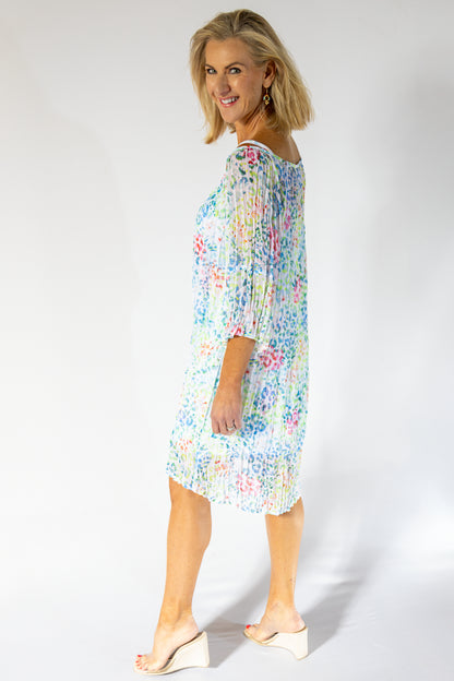 Scrunch Sheer Midi Dress & Petti | Happy Leopard