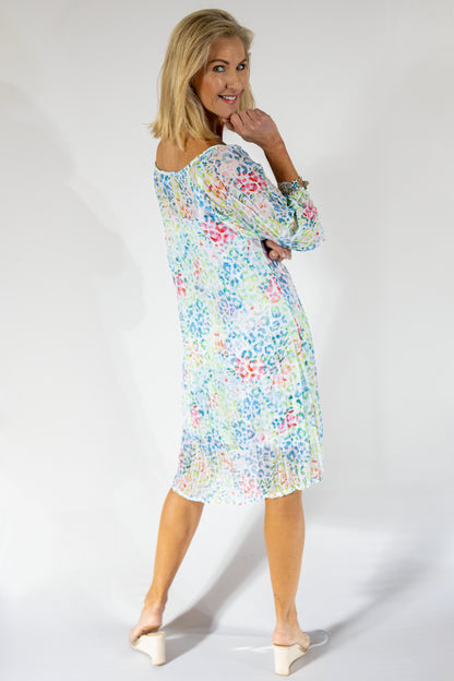 Scrunch Sheer Midi Dress & Petti | Happy Leopard