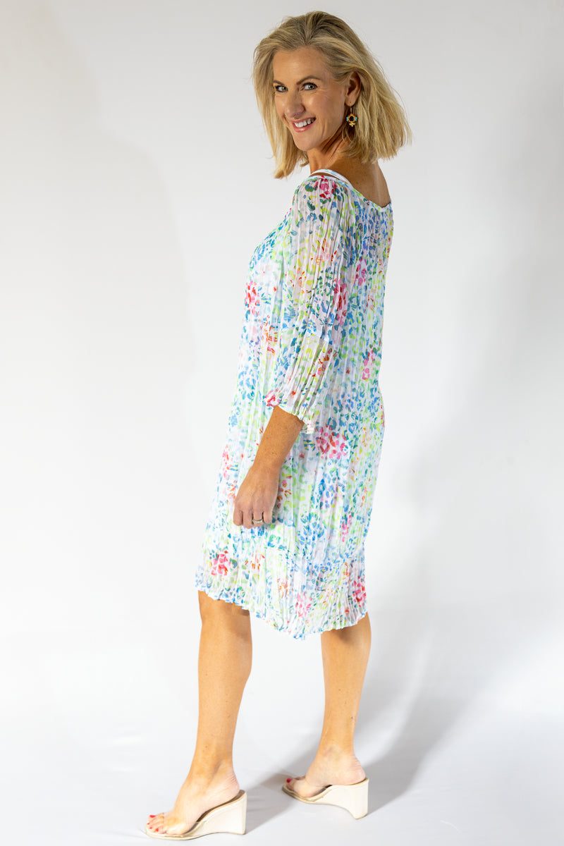 Scrunch Sheer Midi Dress & Petti | Happy Leopard