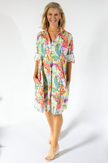 Boyfriend Dress Midi | Vibrant Floral