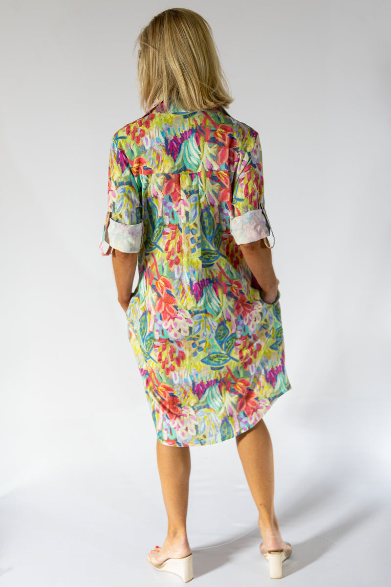 Boyfriend Dress Midi | Vibrant Floral