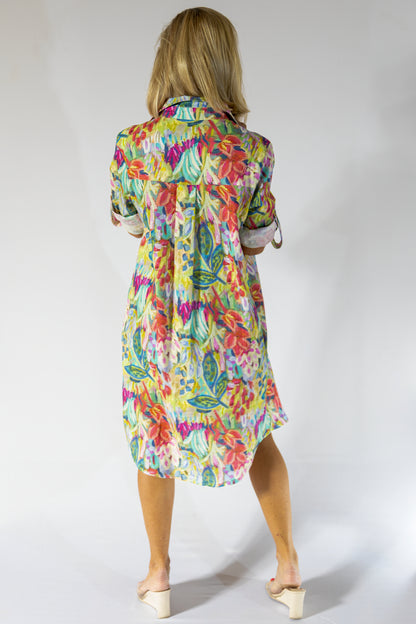 Boyfriend Dress Midi | Vibrant Floral