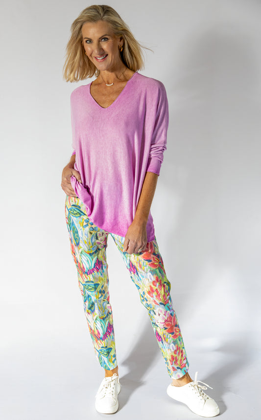 Flat Front 7/8 Pant | Vibrant Floral