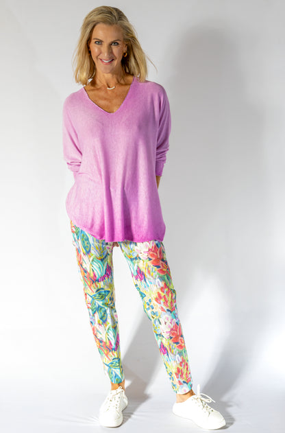 Flat Front 7/8 Pant | Vibrant Floral