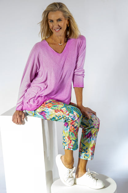 Flat Front 7/8 Pant | Vibrant Floral