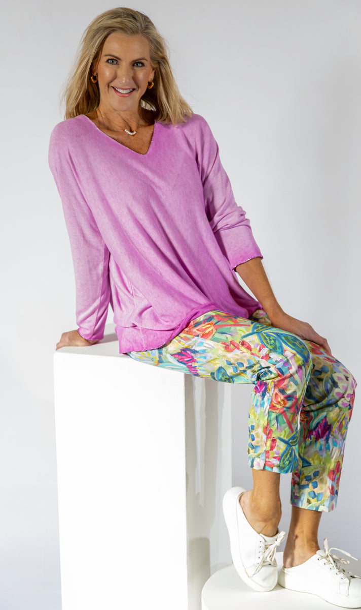 Flat Front 7/8 Pant | Vibrant Floral