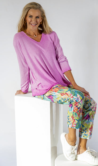 Flat Front 7/8 Pant | Vibrant Floral