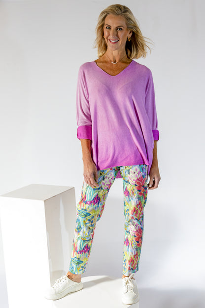 Flat Front 7/8 Pant | Vibrant Floral