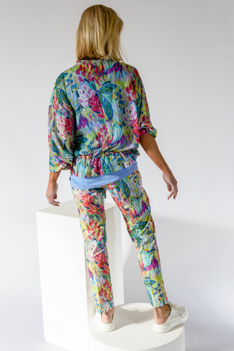 Sheer Dolman Zip Thru Jacket | Vibrant Floral